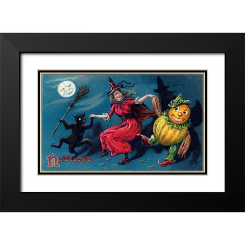 Halloween Black Modern Wood Framed Art Print with Double Matting by Halloween