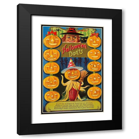 Halloween Donts Black Modern Wood Framed Art Print with Double Matting by Halloween