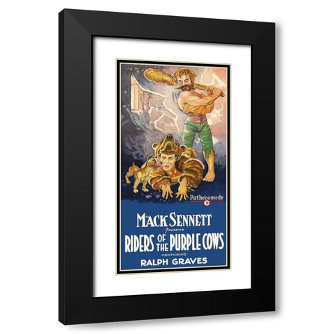Movie Poster: Mack Sennett - Riders of the Purple Cows Black Modern Wood Framed Art Print with Double Matting by Unknown 20th Century American Illustrator