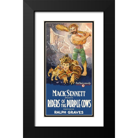 Movie Poster: Mack Sennett - Riders of the Purple Cows Black Modern Wood Framed Art Print with Double Matting by Unknown 20th Century American Illustrator