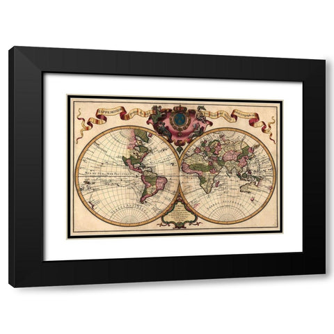 World Map Prepared for then French King Black Modern Wood Framed Art Print with Double Matting by de Lisle, Guillaume