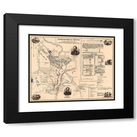 Stone River Black Modern Wood Framed Art Print with Double Matting by Unknown