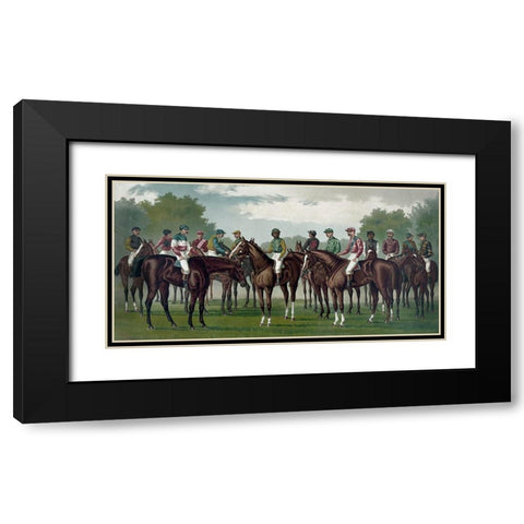 Celebrated winning horses and jockeys of the American turf Black Modern Wood Framed Art Print with Double Matting by Currier and Ives