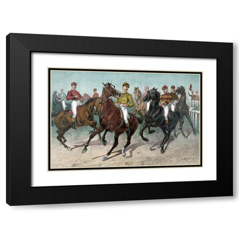 Eager for the race Black Modern Wood Framed Art Print with Double Matting by Currier and Ives