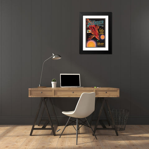 Thrilling Wonder Stories: Rocket Ship Troubles Black Modern Wood Framed Art Print with Double Matting by Retrosci-fi
