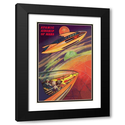 Atomic Airships of Mars Black Modern Wood Framed Art Print with Double Matting by Retrosci-fi