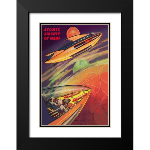 Atomic Airships of Mars Black Modern Wood Framed Art Print with Double Matting by Retrosci-fi