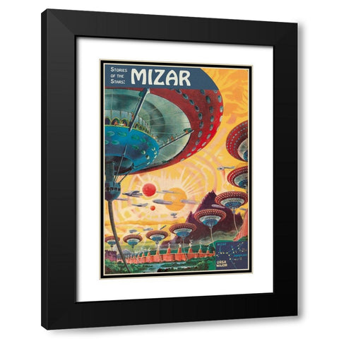 Retrosci-fi: Stories of the Stars - Floating Colonies of Mizar Black Modern Wood Framed Art Print with Double Matting by Paul, Frank R.