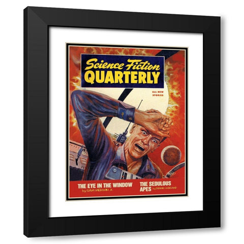 Science Fiction Quarterly: Crash Course with the Sun Black Modern Wood Framed Art Print with Double Matting by Retrosci-fi