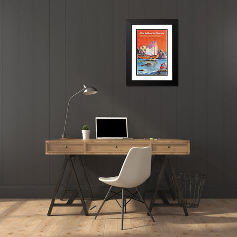 Mica Sailboat of Mercury Black Modern Wood Framed Art Print with Double Matting by Retrosci-fi