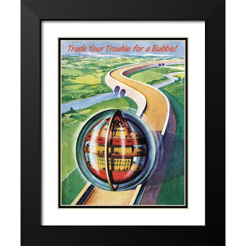 Pleasure Ball Black Modern Wood Framed Art Print with Double Matting by Retrosci-fi