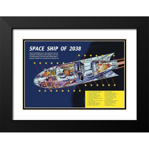 Space Ship of 2038 Black Modern Wood Framed Art Print with Double Matting by Retrosci-fi