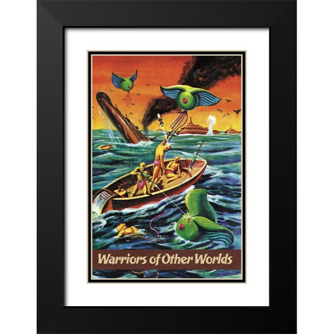Warriors of Other Worlds Black Modern Wood Framed Art Print with Double Matting by Retrosci-fi