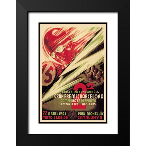 2nd International Barcelona Grand Prix Black Modern Wood Framed Art Print with Double Matting by Unknown