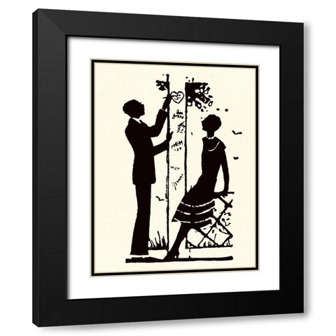 Suitor Pulls a Heart From a Trellis Black Modern Wood Framed Art Print with Double Matting by Parrish, Maxfield