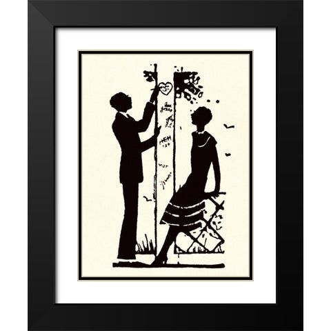 Suitor Pulls a Heart From a Trellis Black Modern Wood Framed Art Print with Double Matting by Parrish, Maxfield