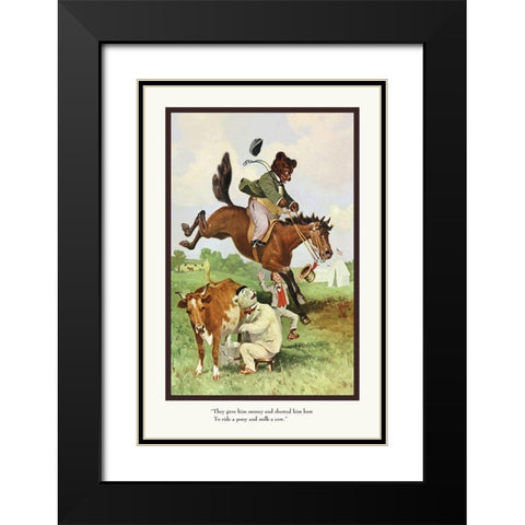 Teddy Roosevelts Bears: Teddy B and Teddy G on the Farm Black Modern Wood Framed Art Print with Double Matting by Culver, R.K.