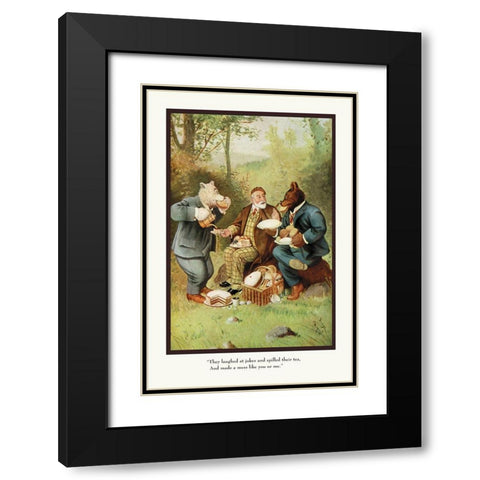 Teddy Roosevelts Bears: Teddy B and Teddy G at a Picnic Black Modern Wood Framed Art Print with Double Matting by Culver, R.K.