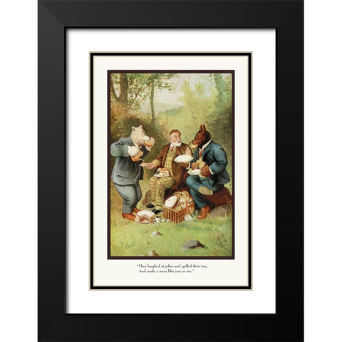 Teddy Roosevelts Bears: Teddy B and Teddy G at a Picnic Black Modern Wood Framed Art Print with Double Matting by Culver, R.K.