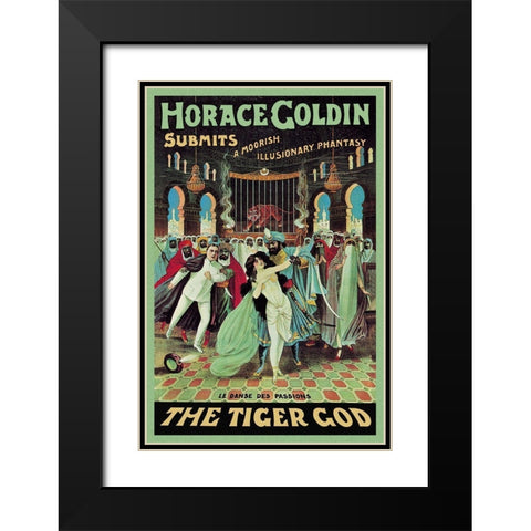 Magicians: Horace Goldin, Magician: The Tiger God Black Modern Wood Framed Art Print with Double Matting by Strobridge