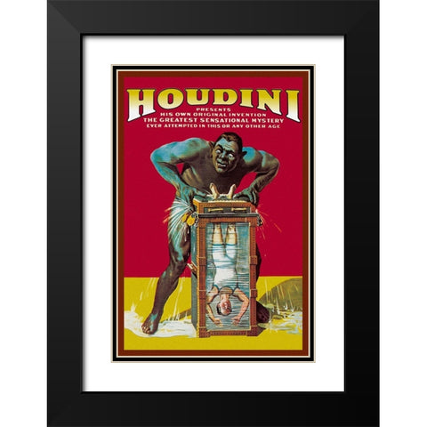 Magicians: Houdini Black Modern Wood Framed Art Print with Double Matting by Strobridge