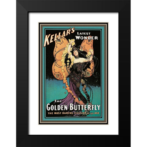 Magicians: Golden Butterfly: Kellars Latest Wonder Black Modern Wood Framed Art Print with Double Matting by Strobridge