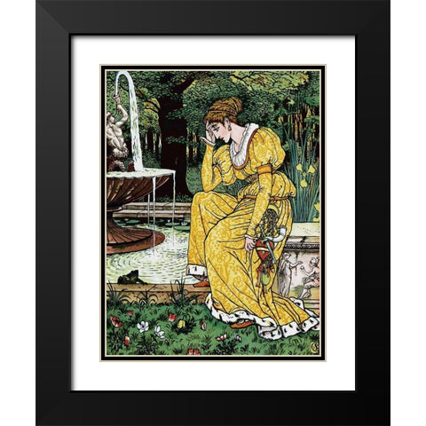 Frog Prince - In Yellow Black Modern Wood Framed Art Print with Double Matting by Crane, Walter