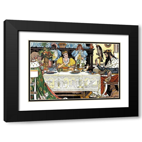 Frog Prince Title Page Black Modern Wood Framed Art Print with Double Matting by Crane, Walter