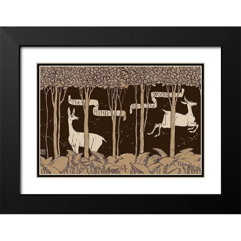 Hind in the Wood Title Page Black Modern Wood Framed Art Print with Double Matting by Crane, Walter