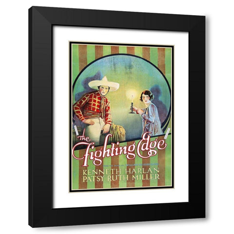 Vintage Westerns: Fighting Edge Black Modern Wood Framed Art Print with Double Matting by Unknown