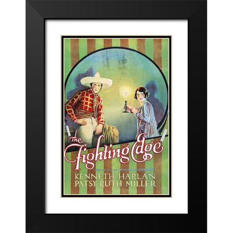 Vintage Westerns: Fighting Edge Black Modern Wood Framed Art Print with Double Matting by Unknown