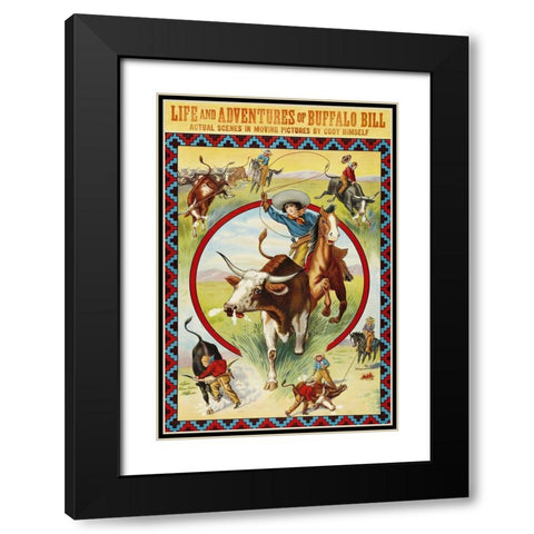 Vintage Westerns: Life and Adventures of Buffalo Bill Black Modern Wood Framed Art Print with Double Matting by Unknown