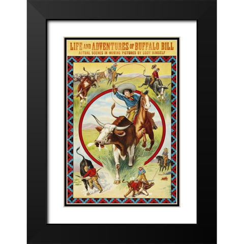 Vintage Westerns: Life and Adventures of Buffalo Bill Black Modern Wood Framed Art Print with Double Matting by Unknown