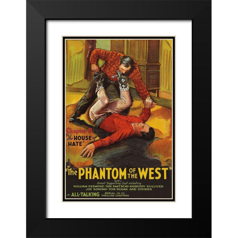 Vintage Westerns: Phantom of the West - House of hate Black Modern Wood Framed Art Print with Double Matting by Unknown