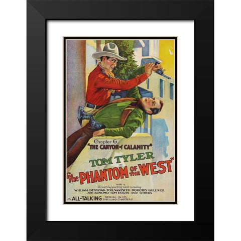 Vintage Westerns: Phantom of the West - Canyon of Calamity Black Modern Wood Framed Art Print with Double Matting by Unknown