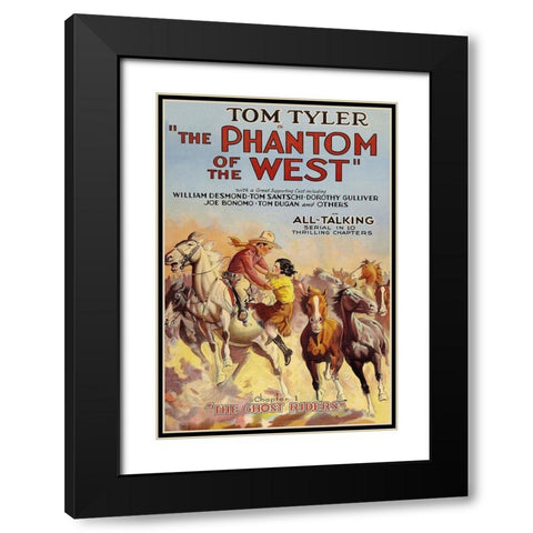 Vintage Westerns: Phantom of the West - Ghost Riders Black Modern Wood Framed Art Print with Double Matting by Unknown