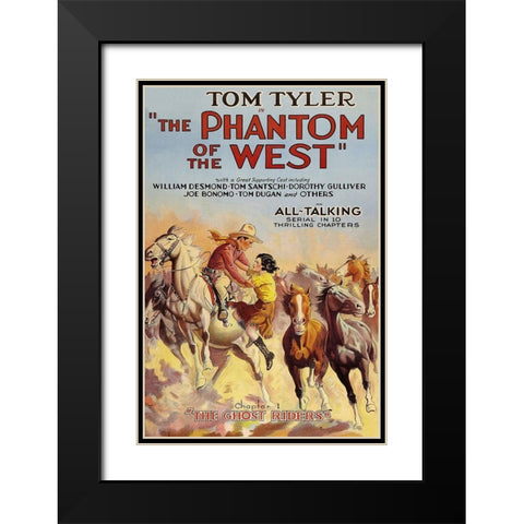 Vintage Westerns: Phantom of the West - Ghost Riders Black Modern Wood Framed Art Print with Double Matting by Unknown