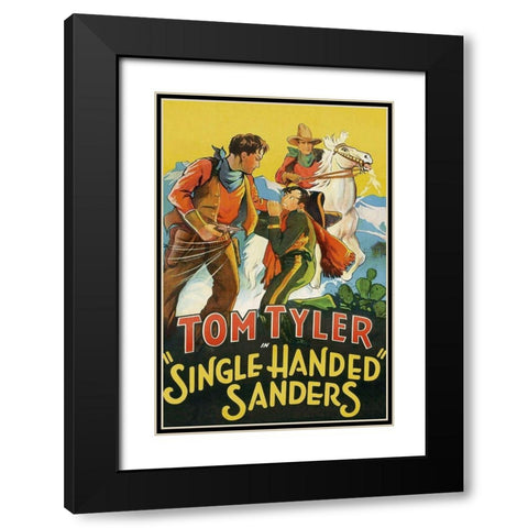 Vintage Westerns: Single Handed Sanders Black Modern Wood Framed Art Print with Double Matting by Unknown