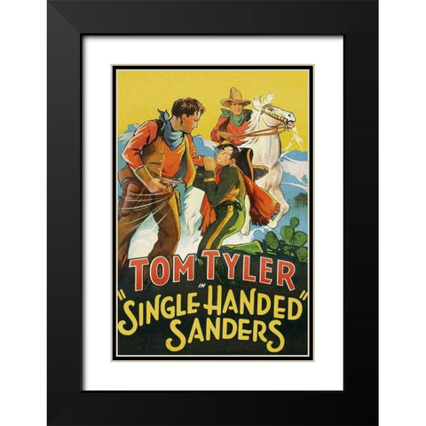 Vintage Westerns: Single Handed Sanders Black Modern Wood Framed Art Print with Double Matting by Unknown