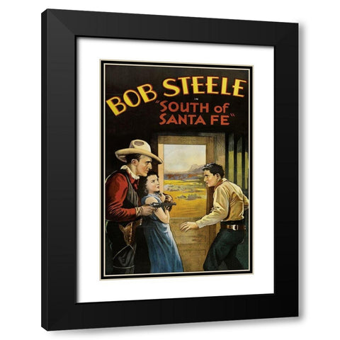 Vintage Westerns: South of Santa Fe Black Modern Wood Framed Art Print with Double Matting by Unknown
