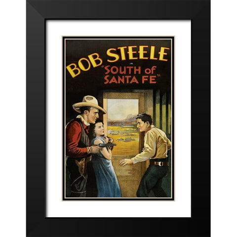 Vintage Westerns: South of Santa Fe Black Modern Wood Framed Art Print with Double Matting by Unknown