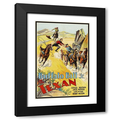 Vintage Westerns: Texan Black Modern Wood Framed Art Print with Double Matting by Unknown