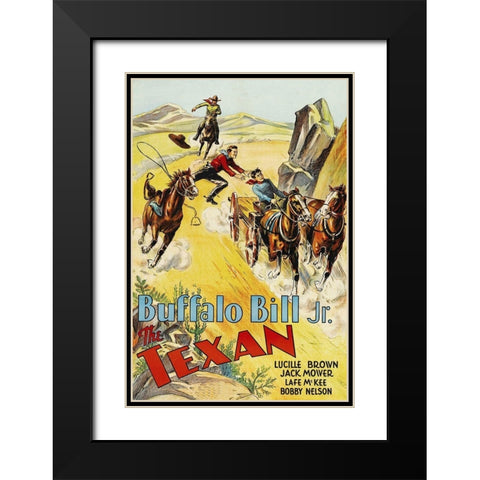 Vintage Westerns: Texan Black Modern Wood Framed Art Print with Double Matting by Unknown