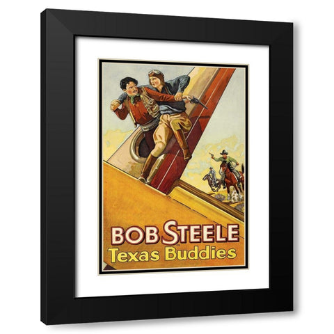 Vintage Westerns: Texas Buddies Black Modern Wood Framed Art Print with Double Matting by Unknown
