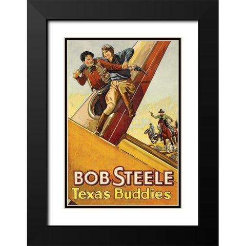 Vintage Westerns: Texas Buddies Black Modern Wood Framed Art Print with Double Matting by Unknown