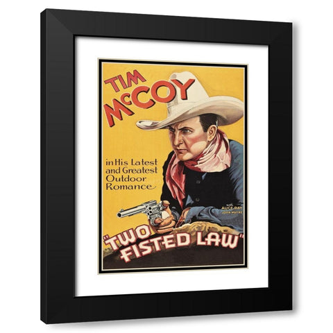 Vintage Westerns: Two Fisted Law Black Modern Wood Framed Art Print with Double Matting by Unknown