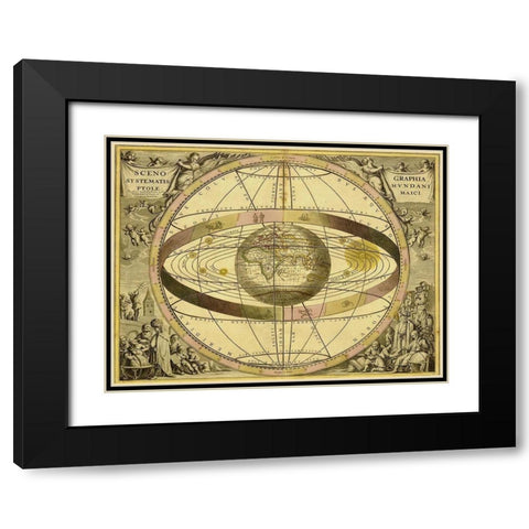 Maps of the Heavens: Sceno Systematis Ptolemaici Black Modern Wood Framed Art Print with Double Matting by Cellarius, Andreas