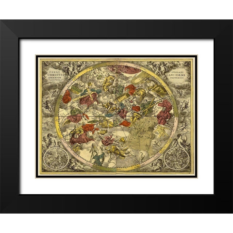 Maps of the Heavens: Coelistellati Christianihaemi Black Modern Wood Framed Art Print with Double Matting by Cellarius, Andreas