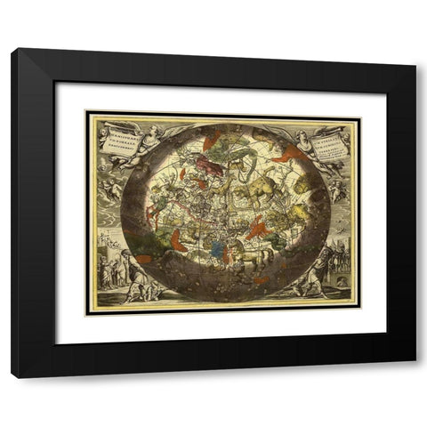 Maps of the Heavens: Hemisphaerium Stellatum Boreale Cum Subiecto Black Modern Wood Framed Art Print with Double Matting by Cellarius, Andreas