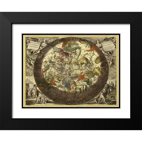 Maps of the Heavens: Hemisphaerium Stellatum Boreale Cum Subiecto Black Modern Wood Framed Art Print with Double Matting by Cellarius, Andreas